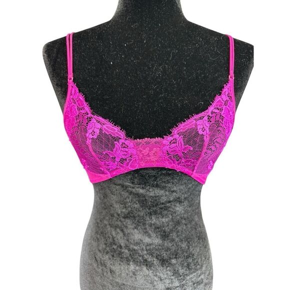 NWT La Perla Hot Pink Lace Bralette - Size 32B - Picture 1 of 9